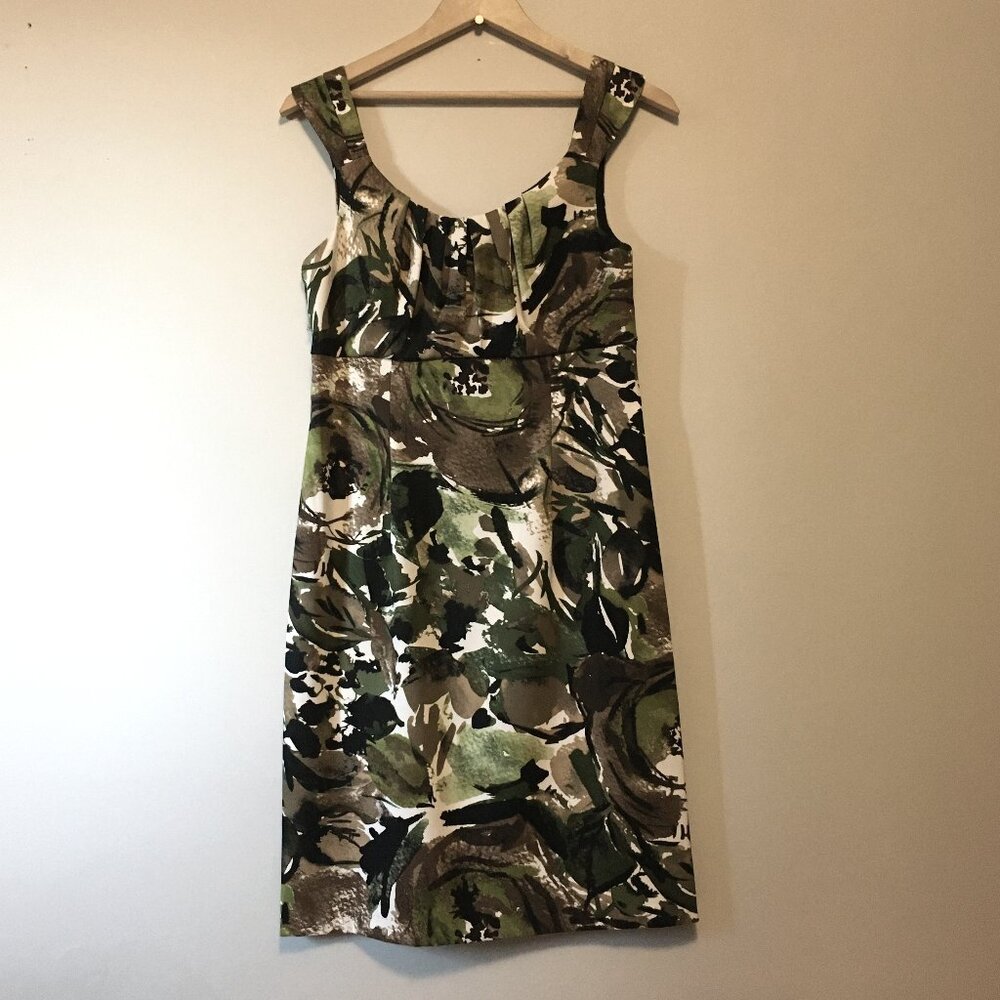 Connected Apparel Sleeveless Camo Empress Waist Dress Cocktail Day Night Size 8